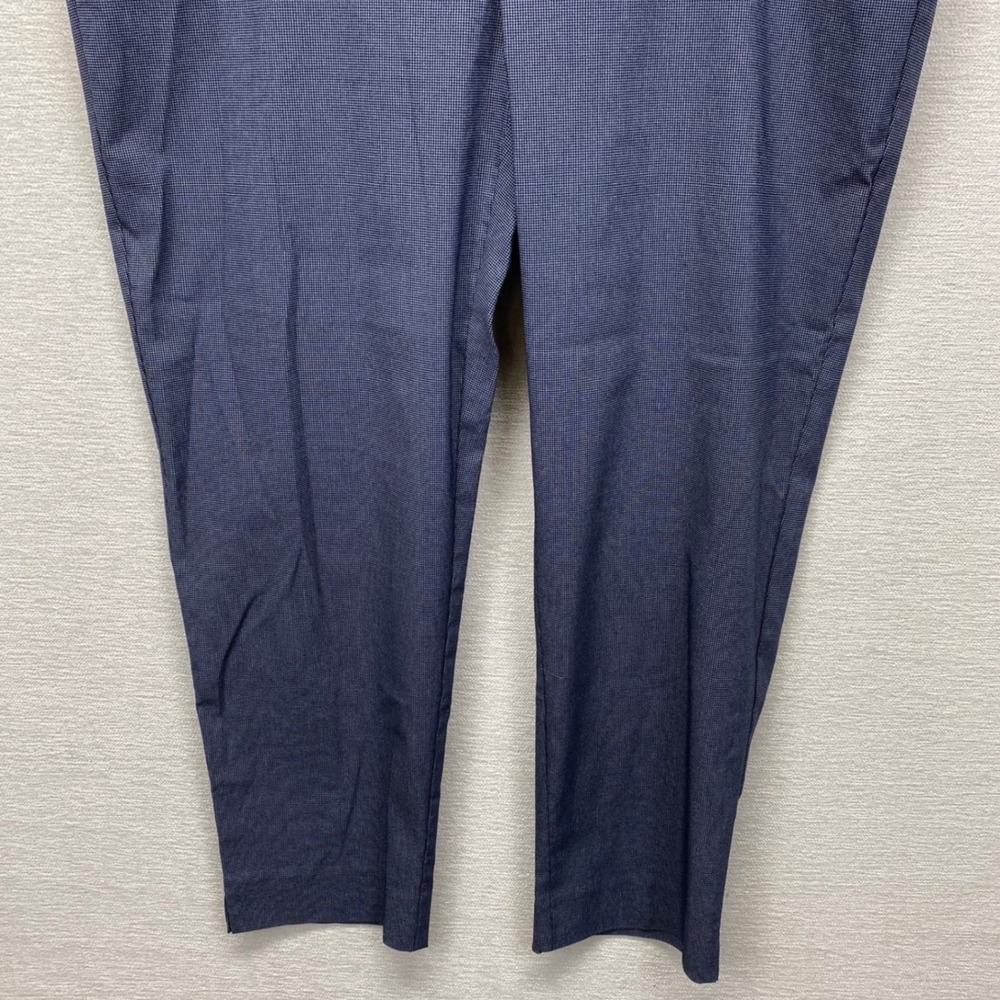 Chico's Pull On Tapered Pants Women 3R 16R Navy Blue Micro Check Stretch Career - Picture 3 of 14